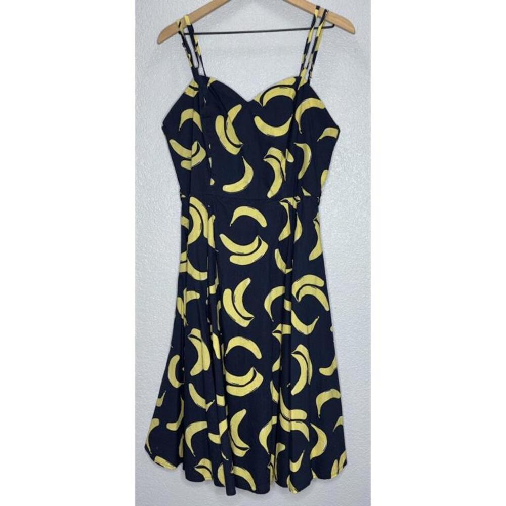 Aida Zak Simona Banana Print Swing Dress Size XL Sz 12